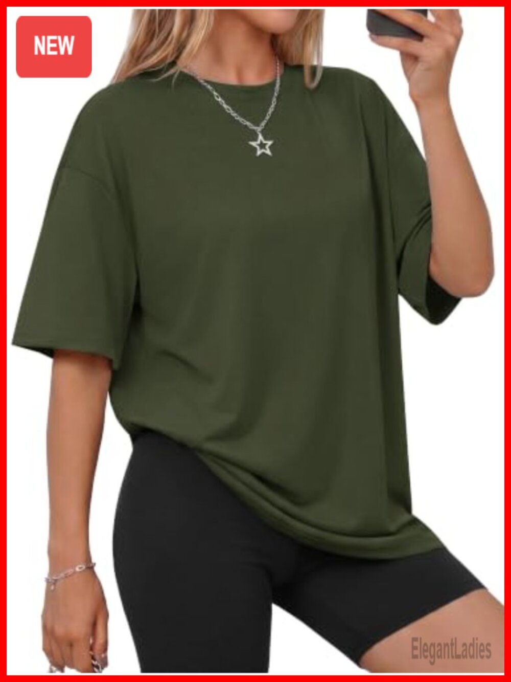 Oversized Crew Neck Short Sleeve T-Shirt Polyester Spandex Casual Workout Top